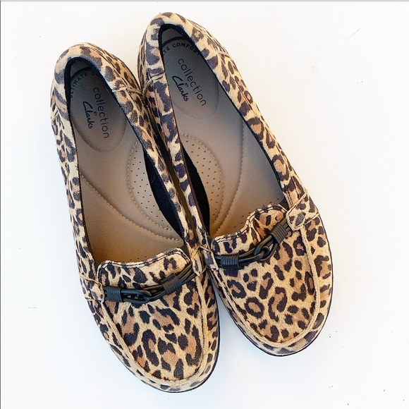 clarks leopard print flats